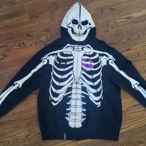 LRG "Dead Serious" Vintage Full Double Zip Skeleton Hoodie Jacket